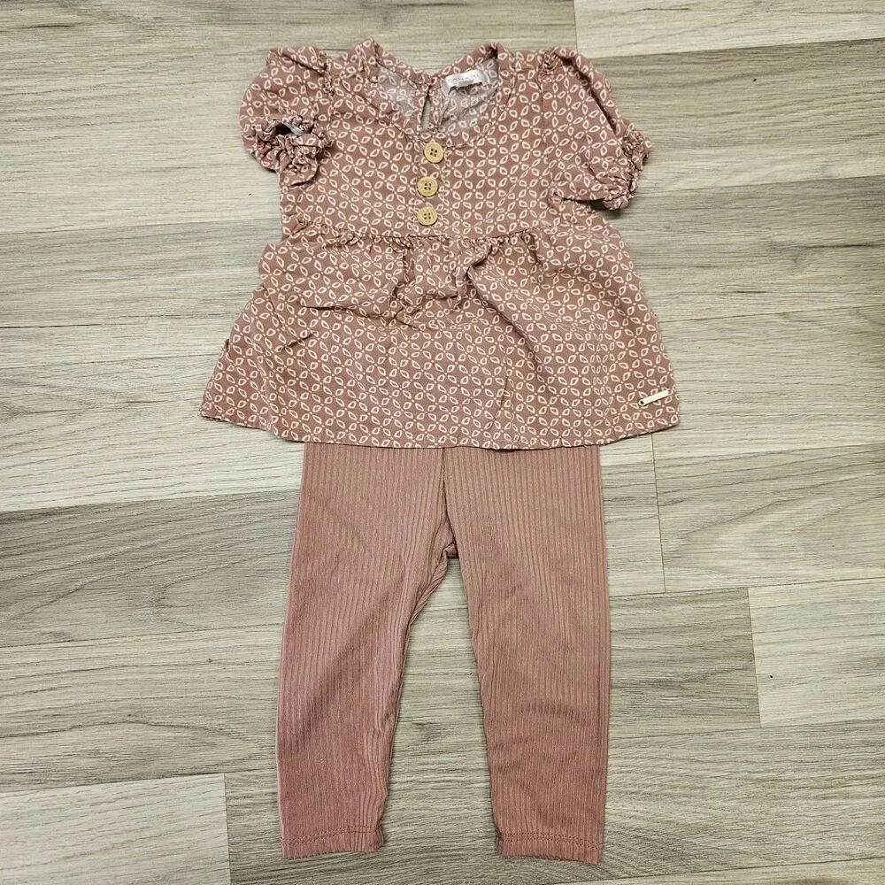 Tahari Baby Girl Pink Outfit Size 12 Months Casual 2 Piece